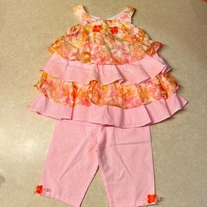 Bonnie Jean 2T pink and white gingham with floral pattern.
